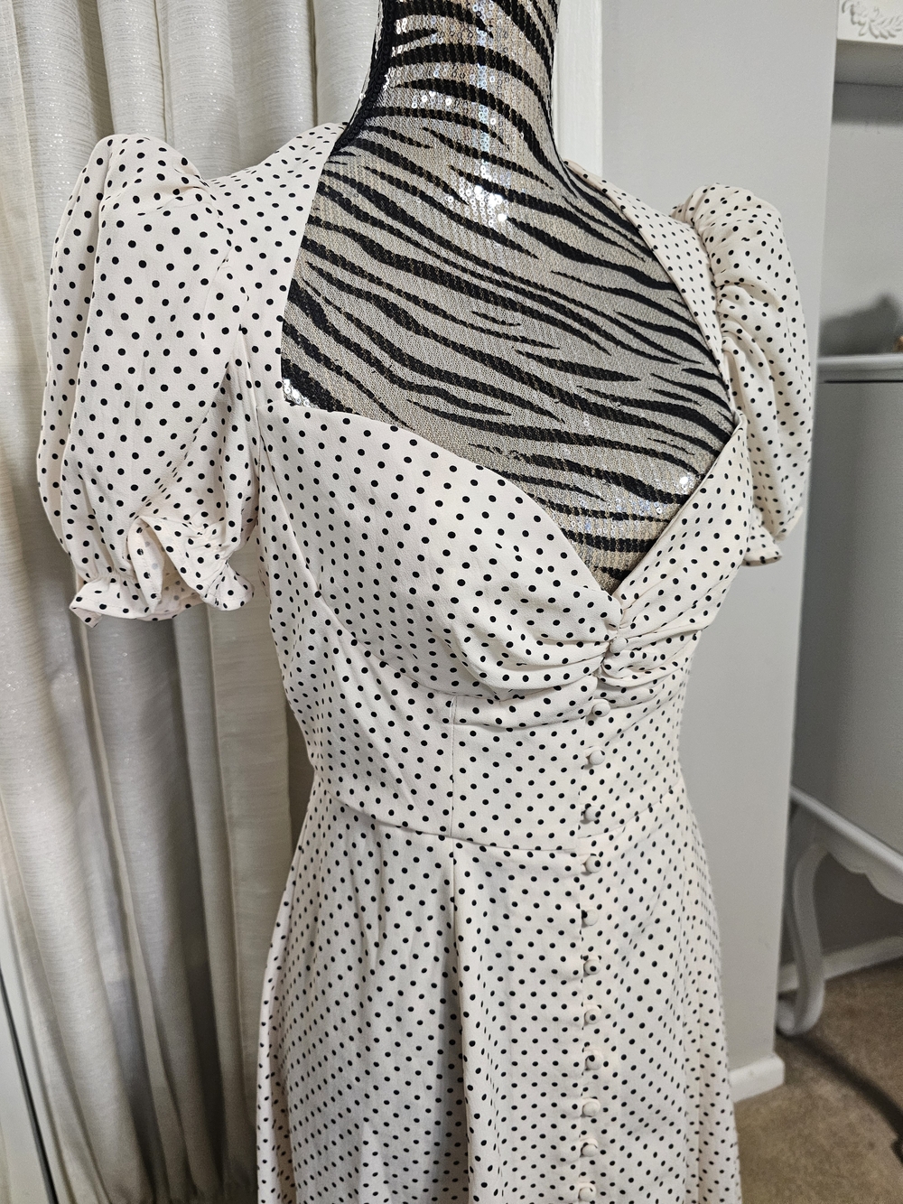 House of CB White Polka Dot Midi ELLERY Dress - Picture 2 of 12